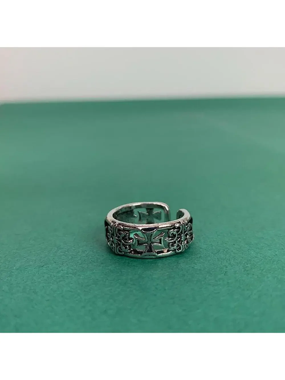 Gothic cross grunge biker ring. Unisex